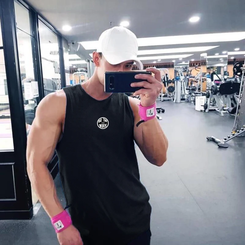 

New Brand Fashion Workout Mesh Tank Top Men Musculation Gym Clothing Bodybuilding Singlets Sleeveless Muscle Shirt Fitness Vest