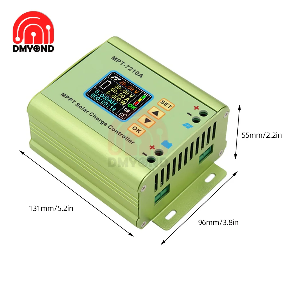 MPT-7210A Solar Charge Controller Fit DC 12-60V to DC 15-90V Lithium Battery Bank Solar Systems Regulators LCD Display