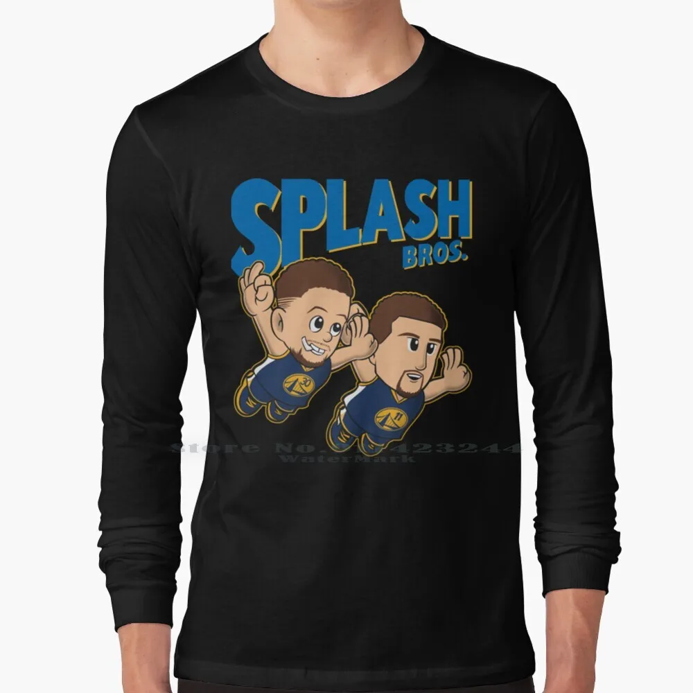 Super Splash Bros 3 100% Cotton Long Sleeve T Shirt Splash Bros Splash Brothers Steph Klay Curry Thompson Basketball Hooper