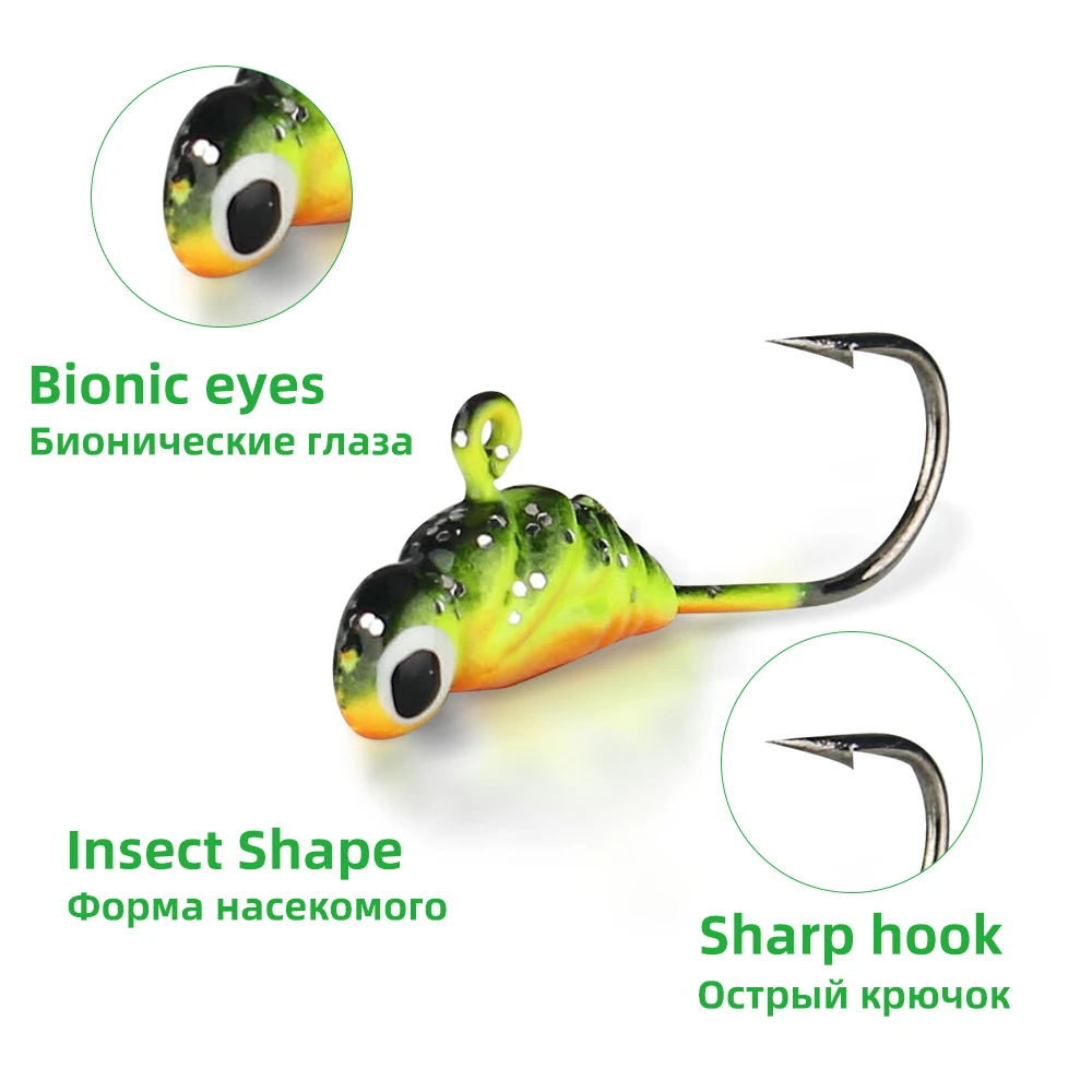 DNDYUJU 5Pcs 28mm/2g Winter Ice Fishing Hook Lure Mini Metal Bait Fish Lead Head Hook Bait Jigging Fishing Hook