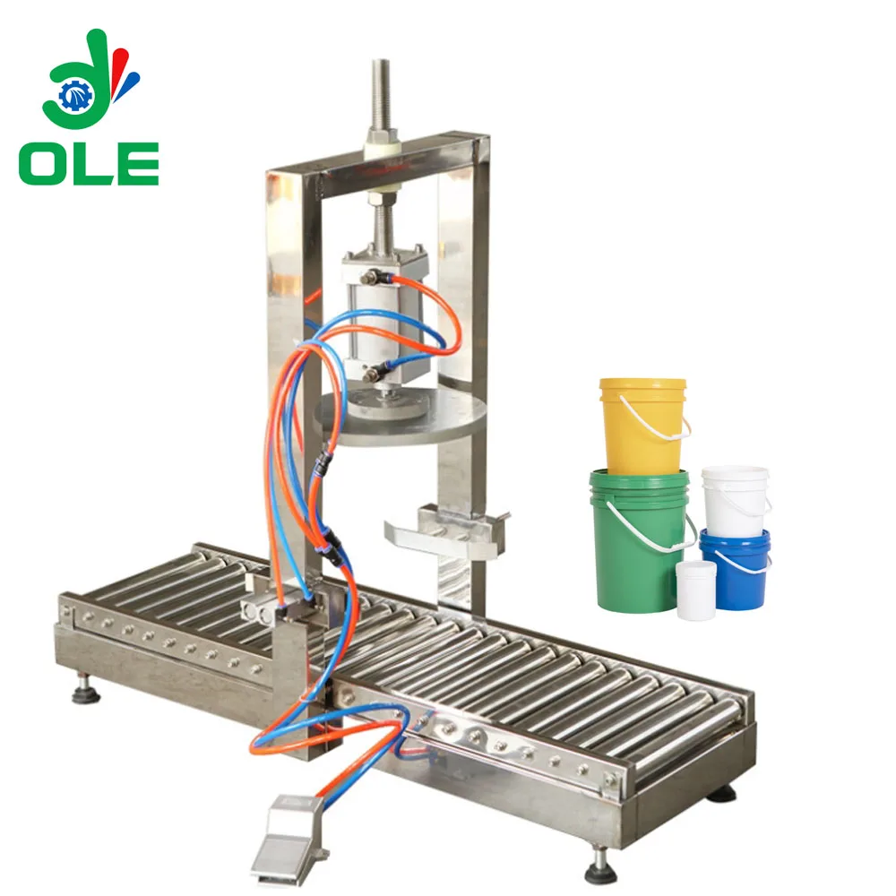 

Varisized Pneumatically Operated Lubricating Oil Bucket Cover Sealing Machine Saves Labor Chemical Barrel Crowning Machine