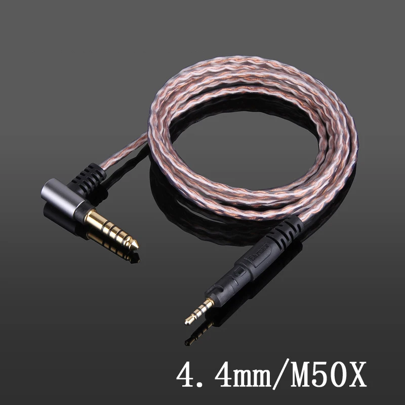 Headphone Upgrade Cable For ATH-M50X M40X M60X M70X 4.4mm 2.5mm Balance Cable 3.5mm Stereo 100% Single Crystal Copper Wire