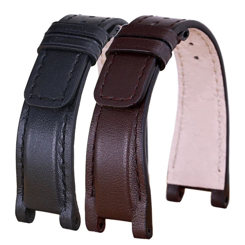 Pesno Top-layer Leather Watch Band Black  Brown Dark brown20mm Genuine Leather Watch Strap Suitable for GUCCI 133.5 133.3 133.2