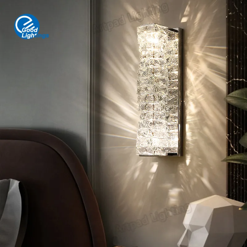 Imagem -02 - Modern Crystal Chrome Led Luzes de Parede Cabeceira Lâmpada Quarto Sala Escadas Interior Home Decor