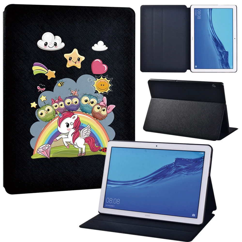 HUAWEI MediaPad T3 8.0/ T3 10 9.6 "/ T5 10 10.1" 용 태블릿 케이스-태블릿 경량 하드 쉘 Pu 가죽 스마트 커버 케이스-1
