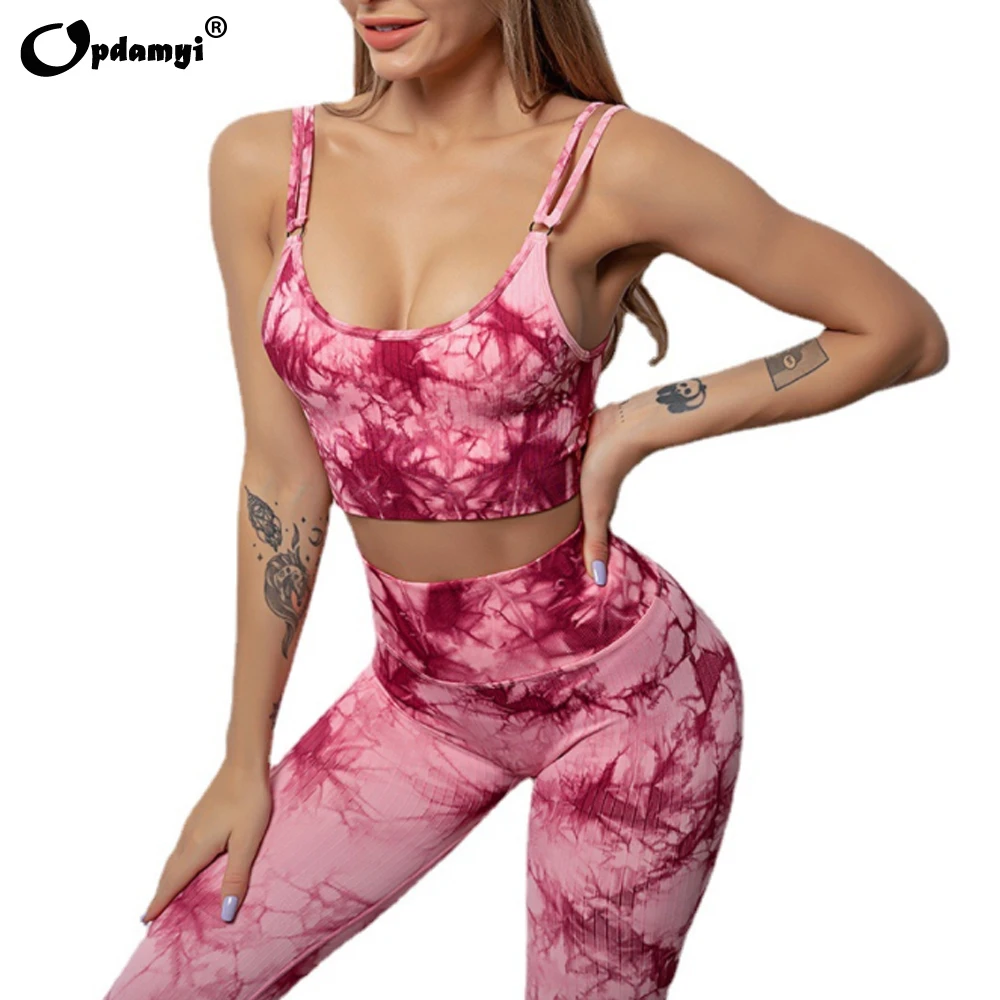 

21New Tie Dyeing Seamless Yoga Suits Gym Fitness Workout Outfit Clothing Sportswear High Waist Athletic Leggings Sports Yoga Set