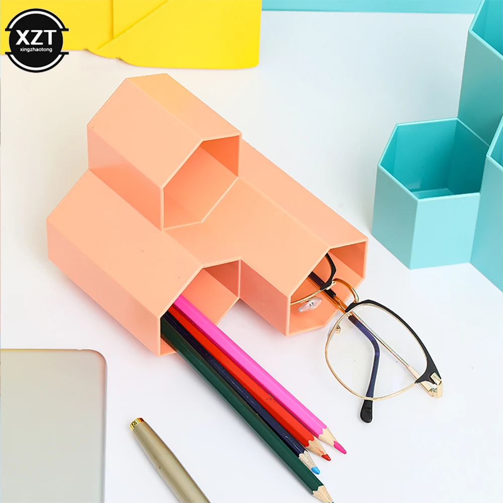 High Quality 1PC Hexagonal Pen Holder Container Stationery Organizer Storage For Home and Office Desktop Storage Box