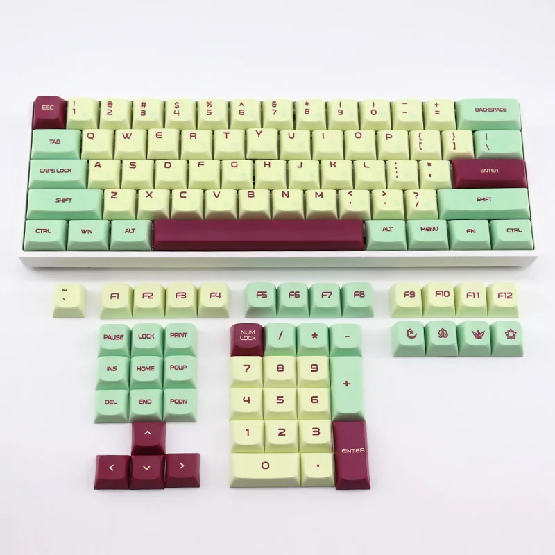 Teclas PBT para interruptor mecánico Cherry Mx Gateron, teclas con sublimación Similar al perfil XDA, color verde claro y amarillo, 108