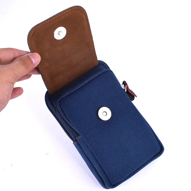 Funda de lona para teléfono móvil para hombre, bolso de cintura para cinturón masculino, riñonera para cadera, monedero