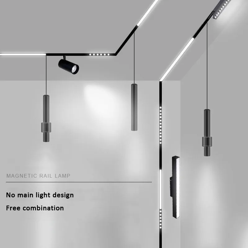 QIUBOSS Modern Magnetic Track Lights Embedded LED Spotlight Downlight Living Room Without Main Light Lighting Grille Lamp Series