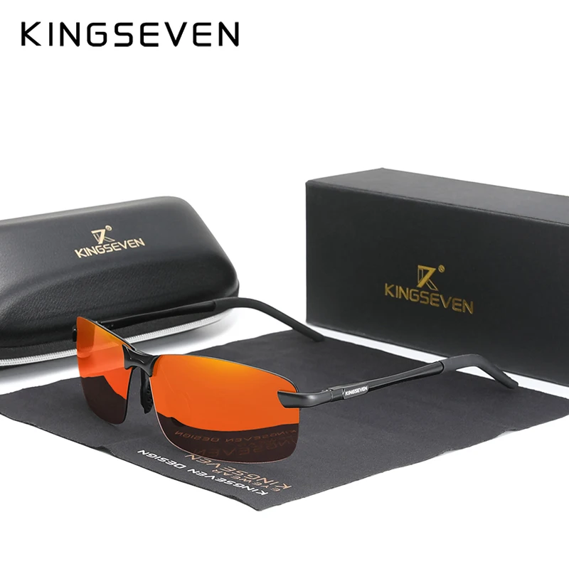 KINGSEVEN NEUE Verbesserte Modische Herren Aluminium-Sonnenbrille Polarisiert Randlos Einfaches Design Fahrer-Sonnenbrille Marken-Herrenbrille UV400