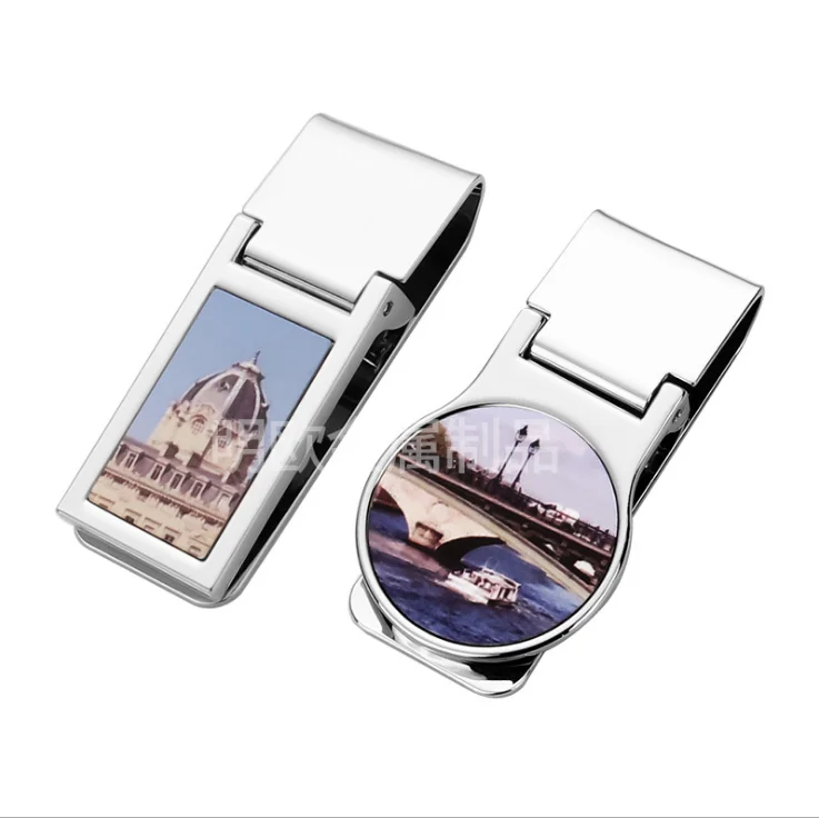 

Free Shipping 20pcs/lot Blank Sublimation Wallet Zinc Alloy Clamps For Hold Paper Money To Hot Transfer Printing DIY