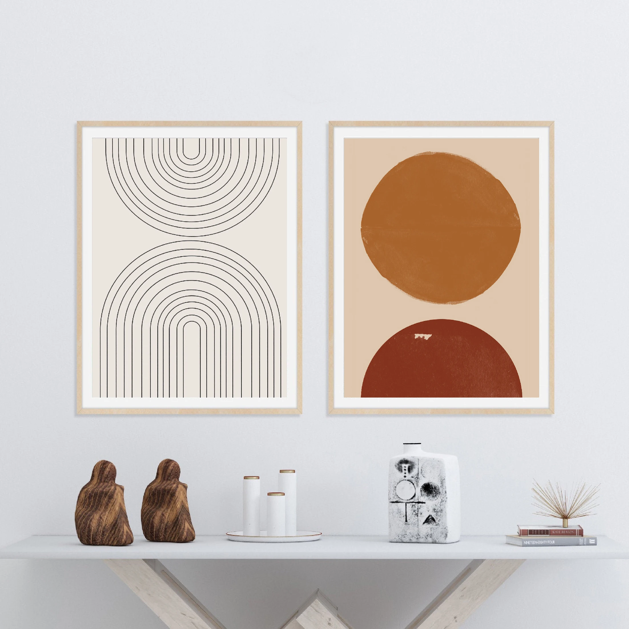 Gebranntes Orange, abstrakter Druck, geometrisch, minimalistisch, modern, Poster und Drucke, Boho-Wandkunst, Leinwandgemälde, Wandbild, Heimdekoration