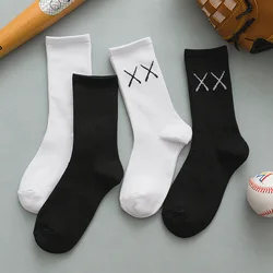 Chaussettes en coton pur pour femmes, printemps et automne, couleur unie, douce, mode filles, noir, blanc, lolita, drôle, couleur coréenne, toutes saisons