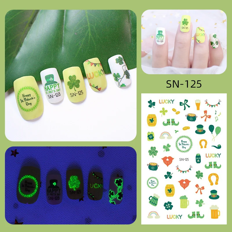 Autocollants et décalcomanies pour ongles, motif floral, arbre vert, saint kk, DIY, 1 pièce