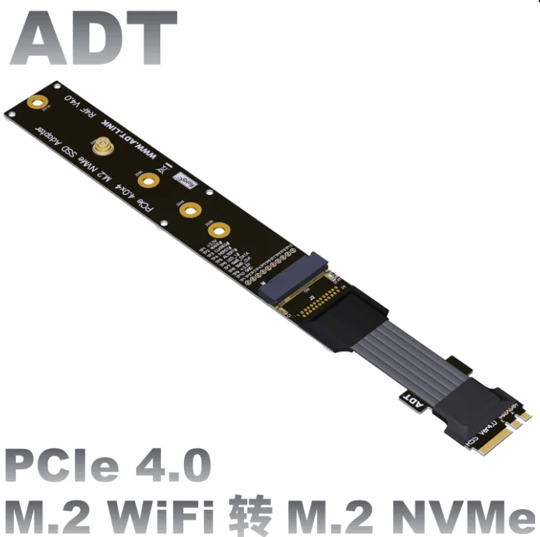 

Кабель сигнала M.2 key A.E-M.2 Key M для M.2 NVME SSD, подключенный к порту M.2 WiFi материнской платы через Удлинительный кабель