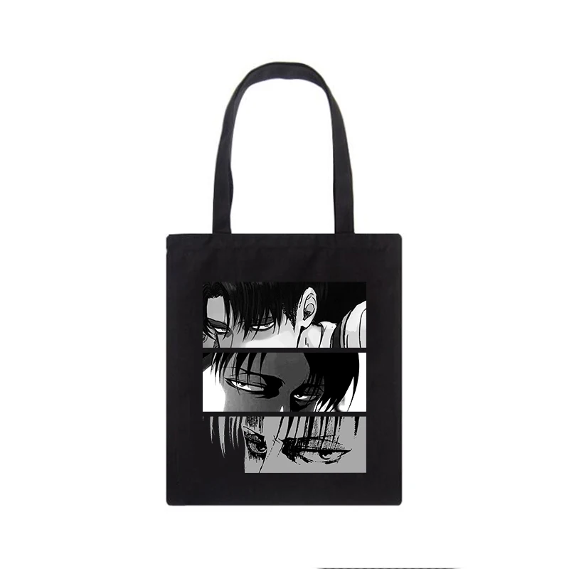 Titans Attack borsa regalo in tela grande capacità Harajuku borsa a tracolla moda femminile Anime nero Ulzzang Cartoon borse Shopper donna