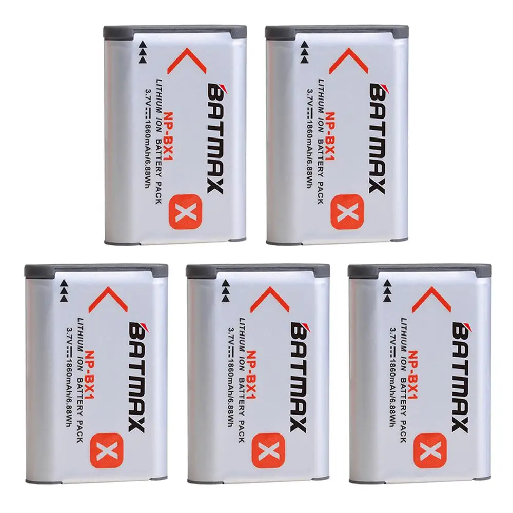 Batmax NP-BX1 battery 1860mAh +LCD Dual Charger For Sony ZV-1F FDR-X3000R RX100 M6 M7 AS100V AS300 HX400 HX60 AS50 WX350 AS300V