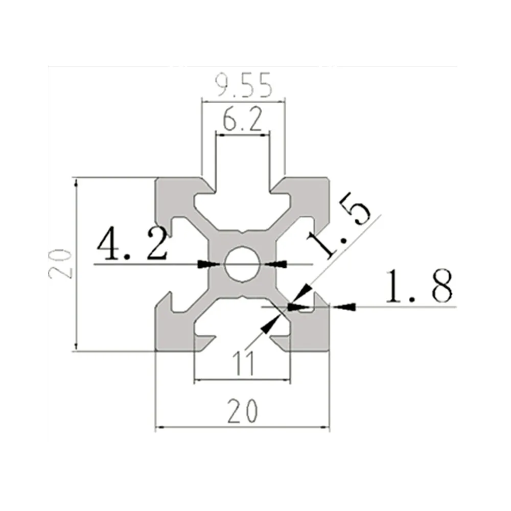 4pcs/lot 2020 V-Slot Silver Aluminum Profile Extrusion Frame Length 100-800mm  for CNC 3D Printer Furniture Woodworking Tool