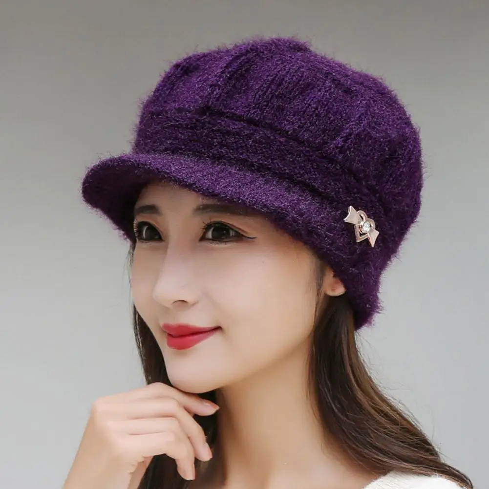 Peaked Hat All Match Autumn Winter Sun Pure Color Knitting Hat Peaked Cap Fashion Accessories