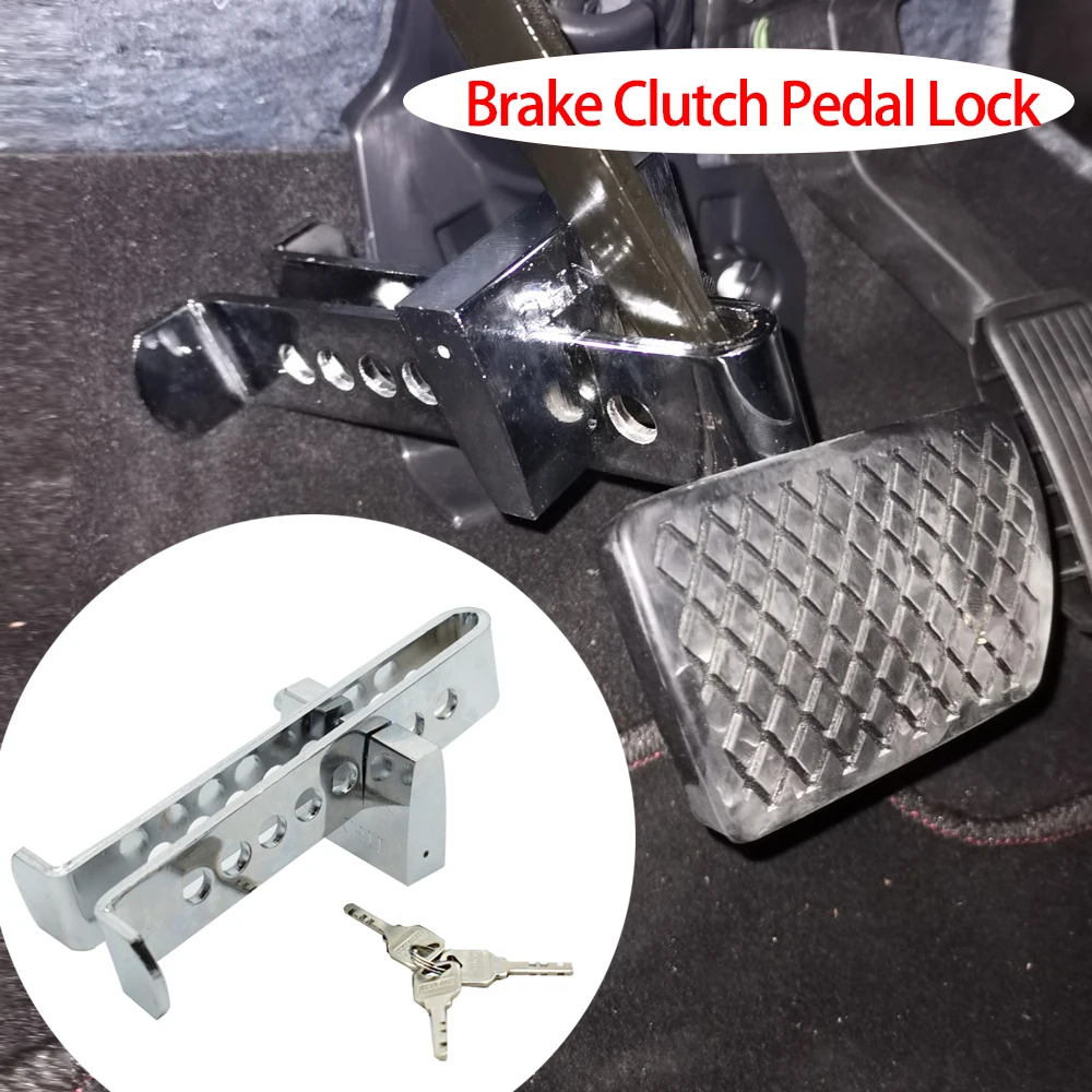 

Car Clutch Lock Universal Auto Brake Pedal Lock Throttle Accelerator Security Steel Stainless Anti-Theft Tool Steering Wheel New