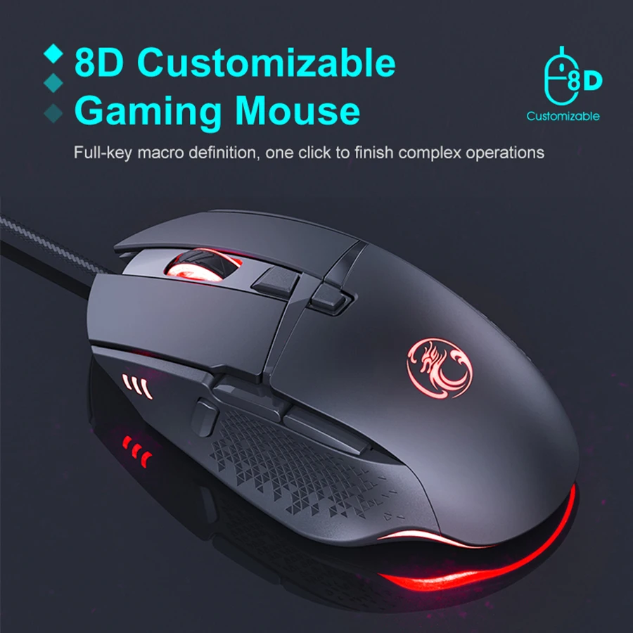 Wired Gaming Mouse Gamer Mause Computer Ergonomic Silent USB Mouse with Cable RGB Backlight LED 7200 DPI Mice for Laptop PC