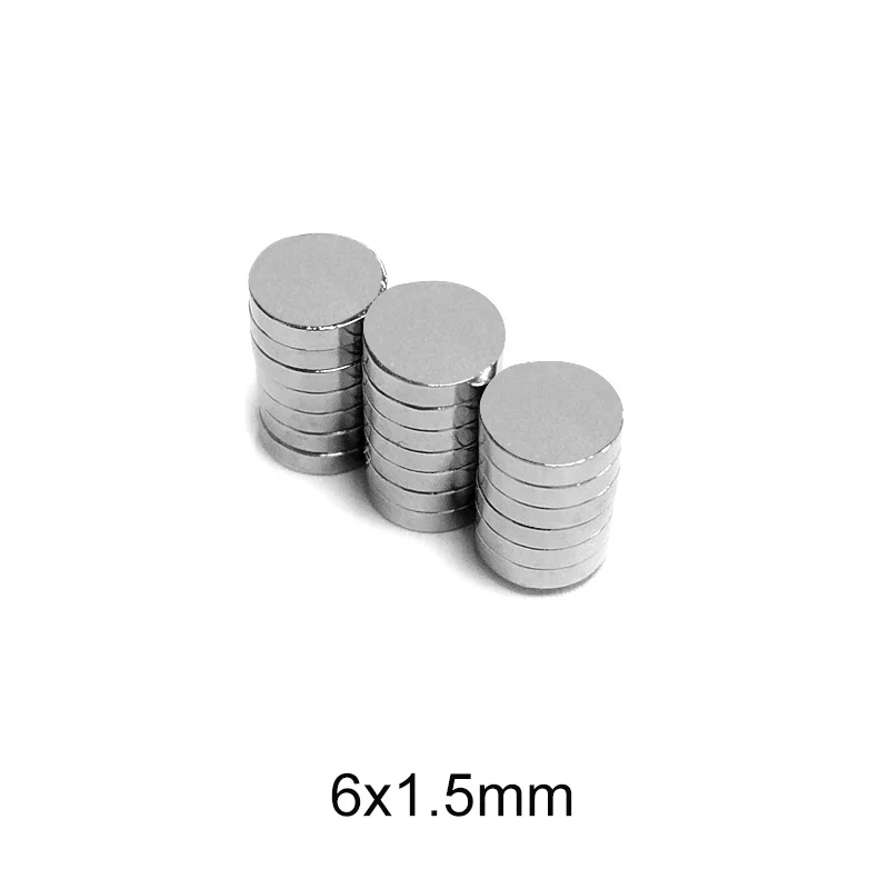 50~1500pcs 6x1.5 Super Strong Magnet 6mmx1.5mm Permanent magnet N35 Neodymium Magnet disc 6x1.5mm Small Round Magnet sheet 6*1.5