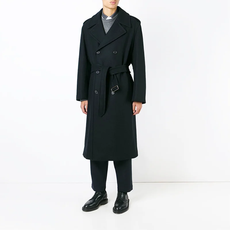 

Men's woolen coat 2020 autumn and winter European and American show casual long youth plus size woolen coat