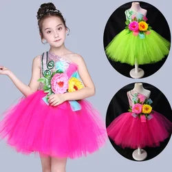 Children's Ballet Jazz Dance Latin Dance Costumes Girls Performance Chorus Sequins Fluffy Skirt Dance Costumes