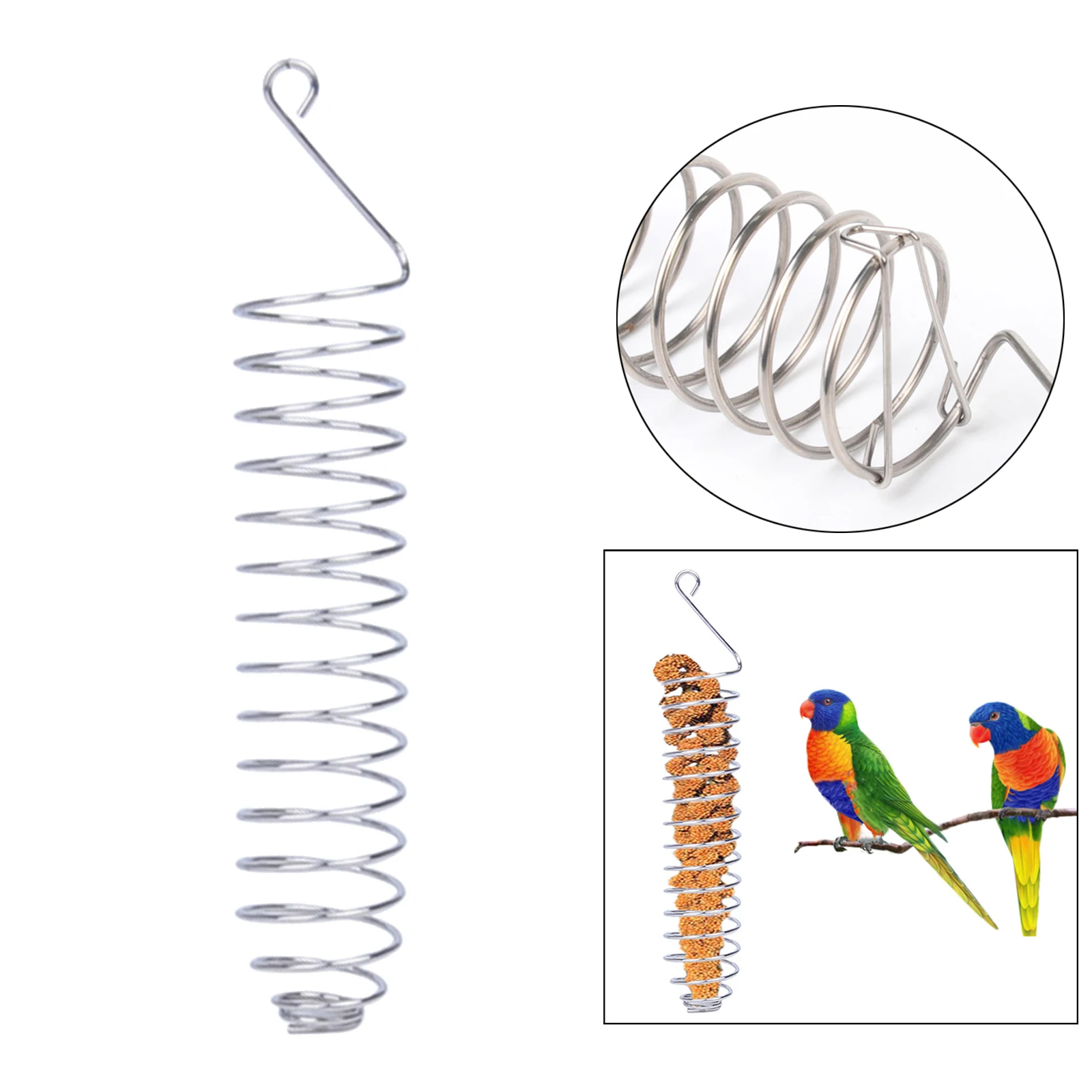 Mangeoire à oiseaux polyvalente en acier inoxydable, mangeoire à perroquets, fournitures d'alimentation pour animaux de compagnie