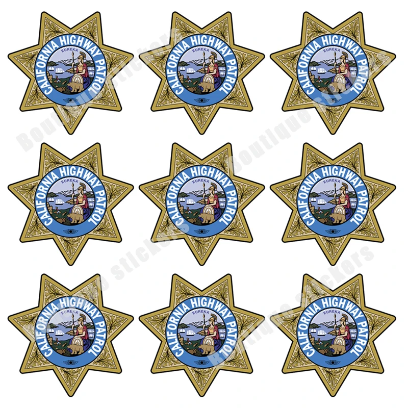 

9 Piece Set Badge California Highway Patrol Seal Sticker Decal PVC Vinyl Motorcycle Car Waterproof Self-adhesive Painting