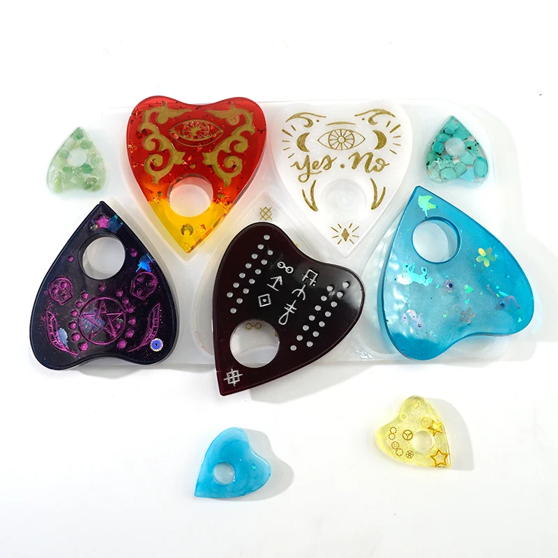 Gothic Witchcraft Ouija Board Heart Planchette Pendant Keychain Resin Mold Epoxy Silicon Mould For Jewelry DIY Craft