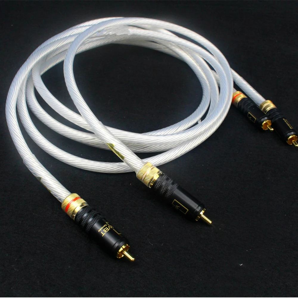 1 pair 12 stranded single 5NOCC silver plated hifi audio signal cable amplifier connection cable rca to rca cable hifi