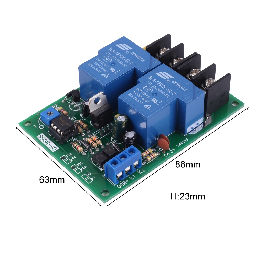 DC 12V 30A Motor Driver Controller for Forward and Reverse Auto Cycling 0-60 Seconds Relay Delay Reverse Connection Protection