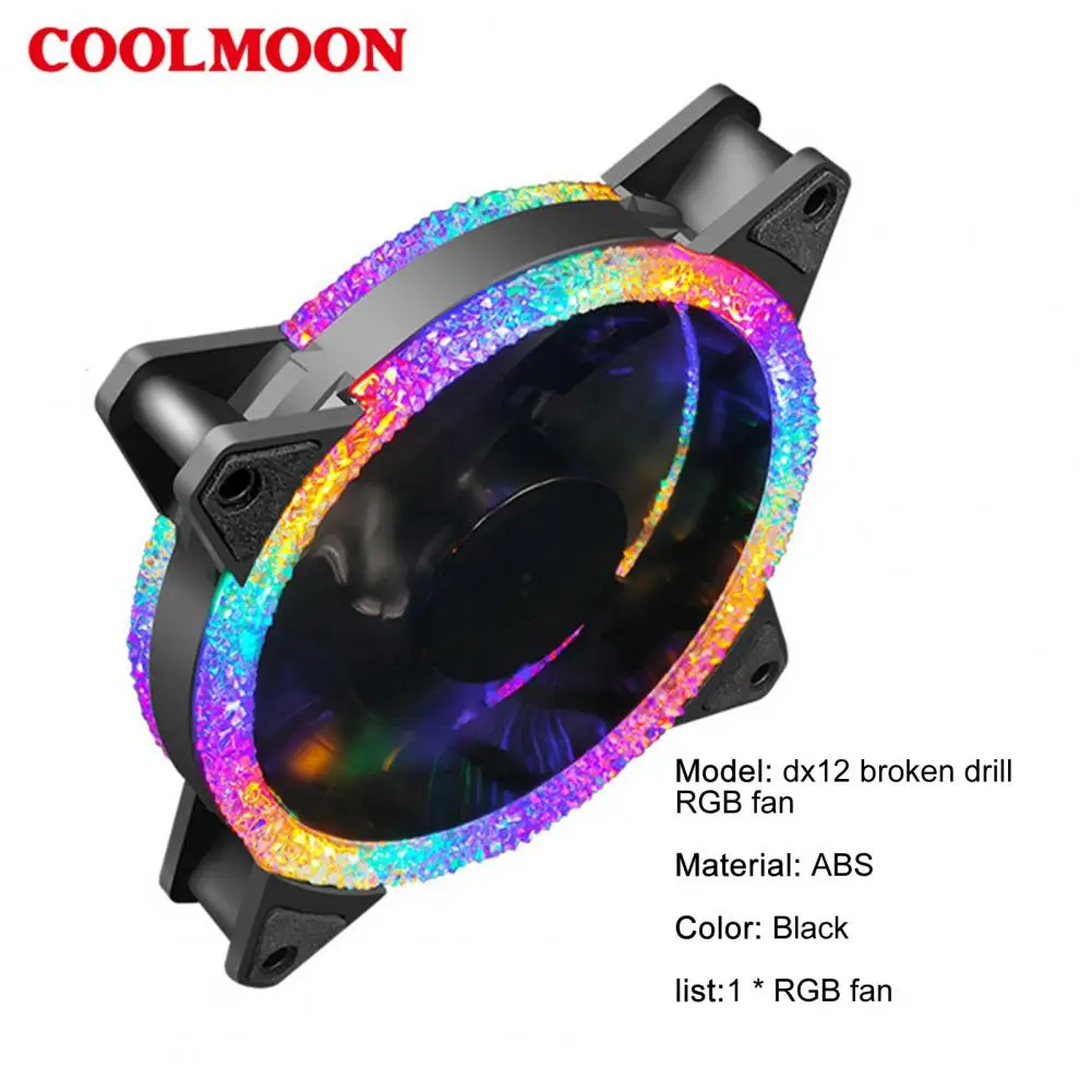 COOLMOON DX12 RGB Fan Colorful Mute 12cm 3/4PIN LED Computer Case Cooler CPU Heatsink Radiator for PC