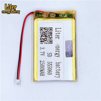 1.5MM 2pin connector 555060 2500mah 3.7V e-books GPS PDA Car recorder Li-polymer battery LiPo battery