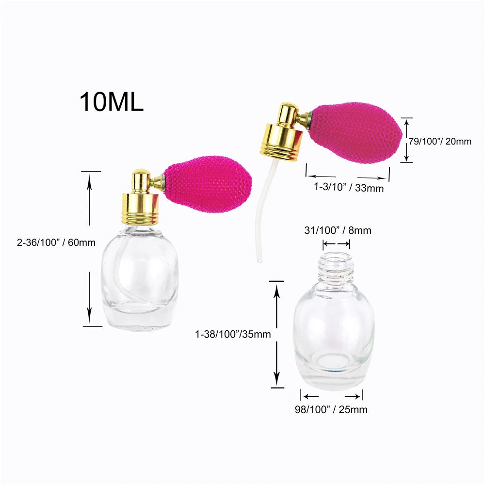 10ml Portable Glass Perfume Nebulizer Bottles Empty Vaporizer Cosmetics Ellipse Bottle with Atomizer Refillable Liquid Jars 5pc