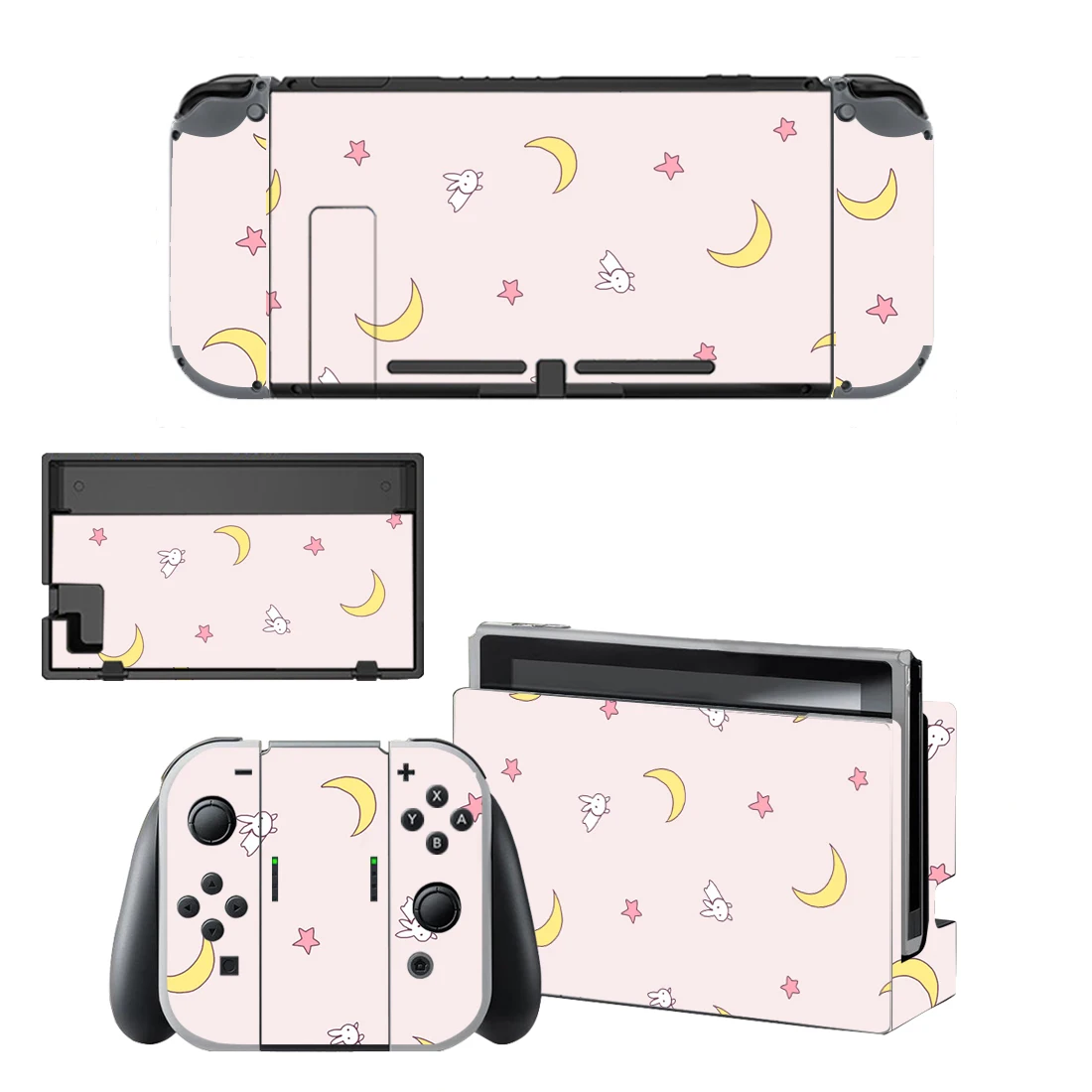 Anime Moon Vinyl Screen Skin Protector Naklejki na konsolę Nintendo Switch NS + kontroler + uchwyt na stojak Skórki dokujące