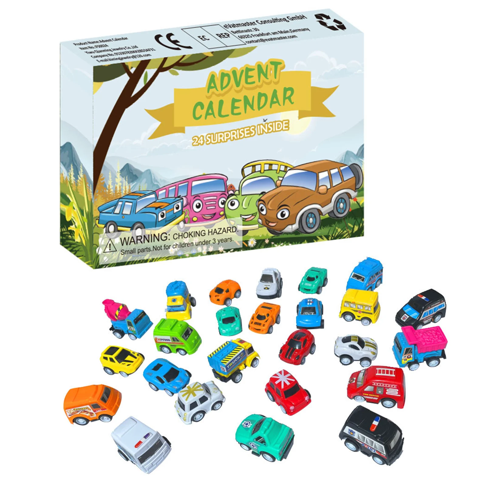 

24PCS Christmas Advent Countdown Calendar Creative Kids Car Toy Set Christmas Digits Advent Day Countdown Gift