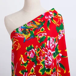 50*160cm Big Red Flower 100% Cotton Fabric Phoenix Peony Twill Fabric for clothes dresses and DIY Handmade