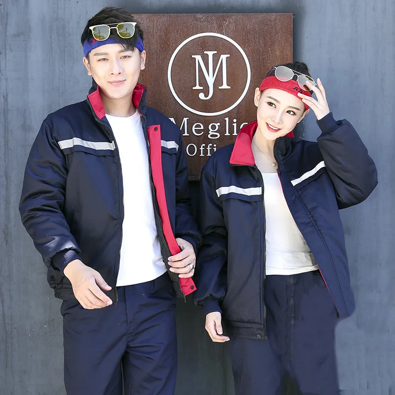 Winter Work Clothing For Men Women Reflective Cold Protection Warm Machine Repairmen Workshop Jacket Coat Wear Resistant Uniform