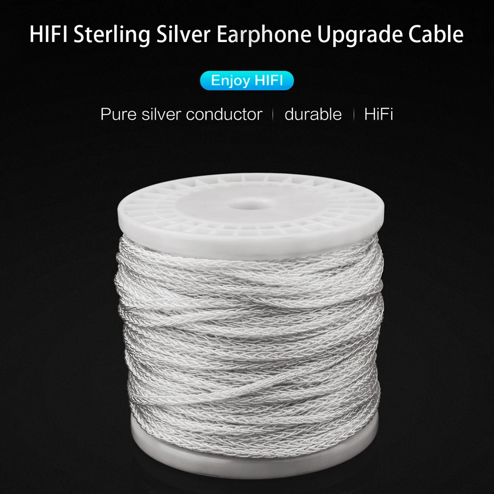 Pure Silver Headphone Upgrade Line DIY 8 Core Earphone Line Audio Cable Flexible Detachable Cord Solder Wire PVC/PU Jacket