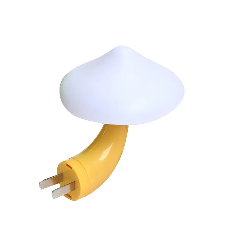 Mushroom Shape LED Night Light Wall Socket Lamp US Plug Warm White Light-control Sensor Bedroom Bedside Lamp Home Decoration