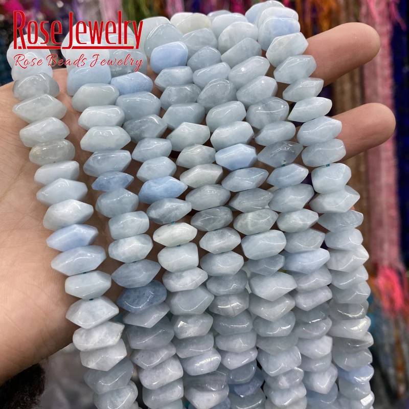 

Natural Aquamarines Stone Beads Irregular Special Cut Genuine Loose Spacer Bead 6x11mm For Jewelry Making DIY Bracelet 15"Strand