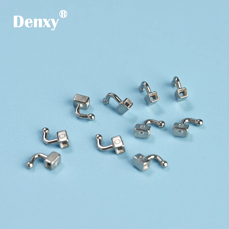 Denxy 50pcs Dental Orthodontic sliding hooks Right/Left Dental Orthodontic crimpable Hook Dental Attachments Ortho brackets