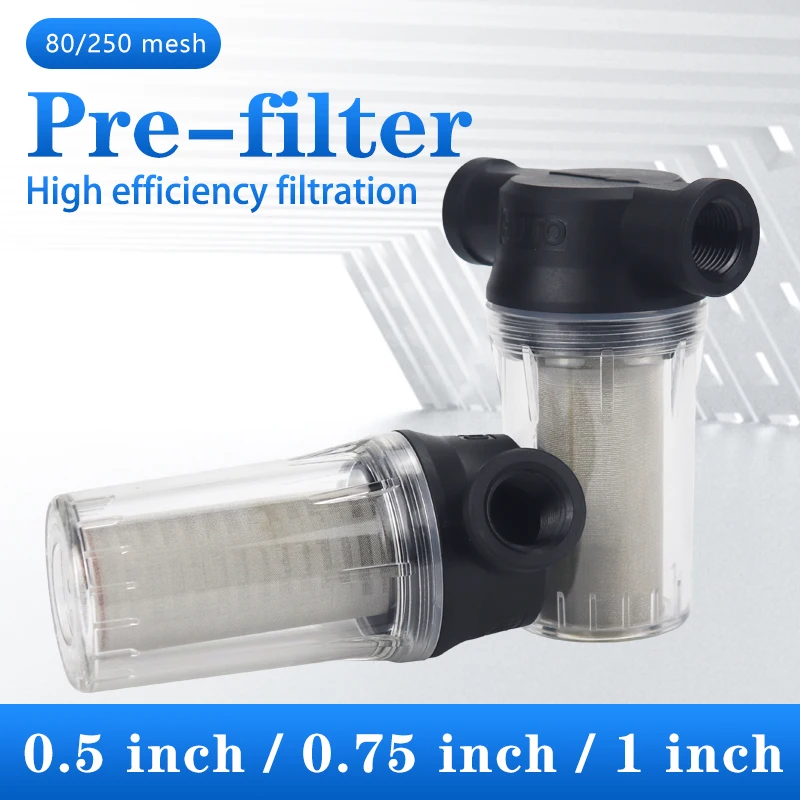 80 mesh/250 mesh Garden Pond 1/2inch 3/4inch 1inch Inline Mesh Strainer Water Pump Filter Irrigation High Flow Pipeline Filter