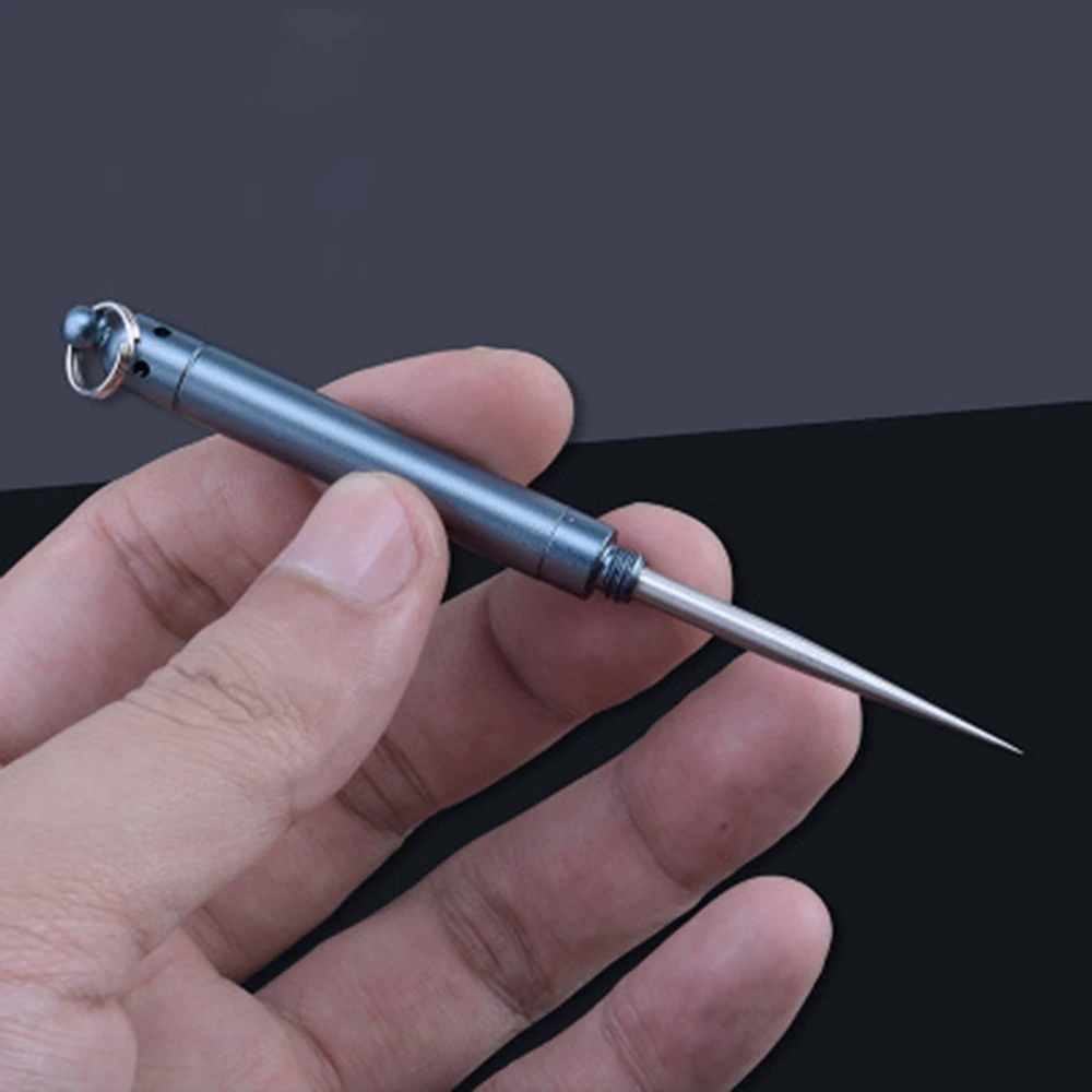 Stainless Steel Toothpick Metal Toothpick Holder Portable Outdoor Toothpick With Keychain Reusable Food Fruit Picks Blue Silver