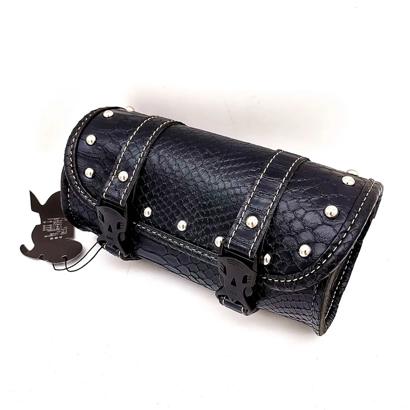 

PU Leather Saddle Fork Roll Barrel Tool Bag Motorcycle For SUZUKI Yamaha Honda KAWASKI Universal