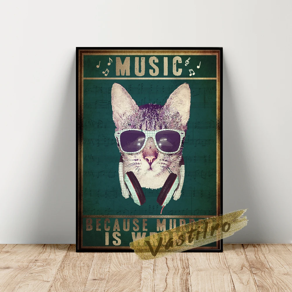 Social Big Funny Poster Music Kuso Cat Comical Wall Hanging Art Prints Quirky Housewarming Gifts Home Room Decor Canvas Painting