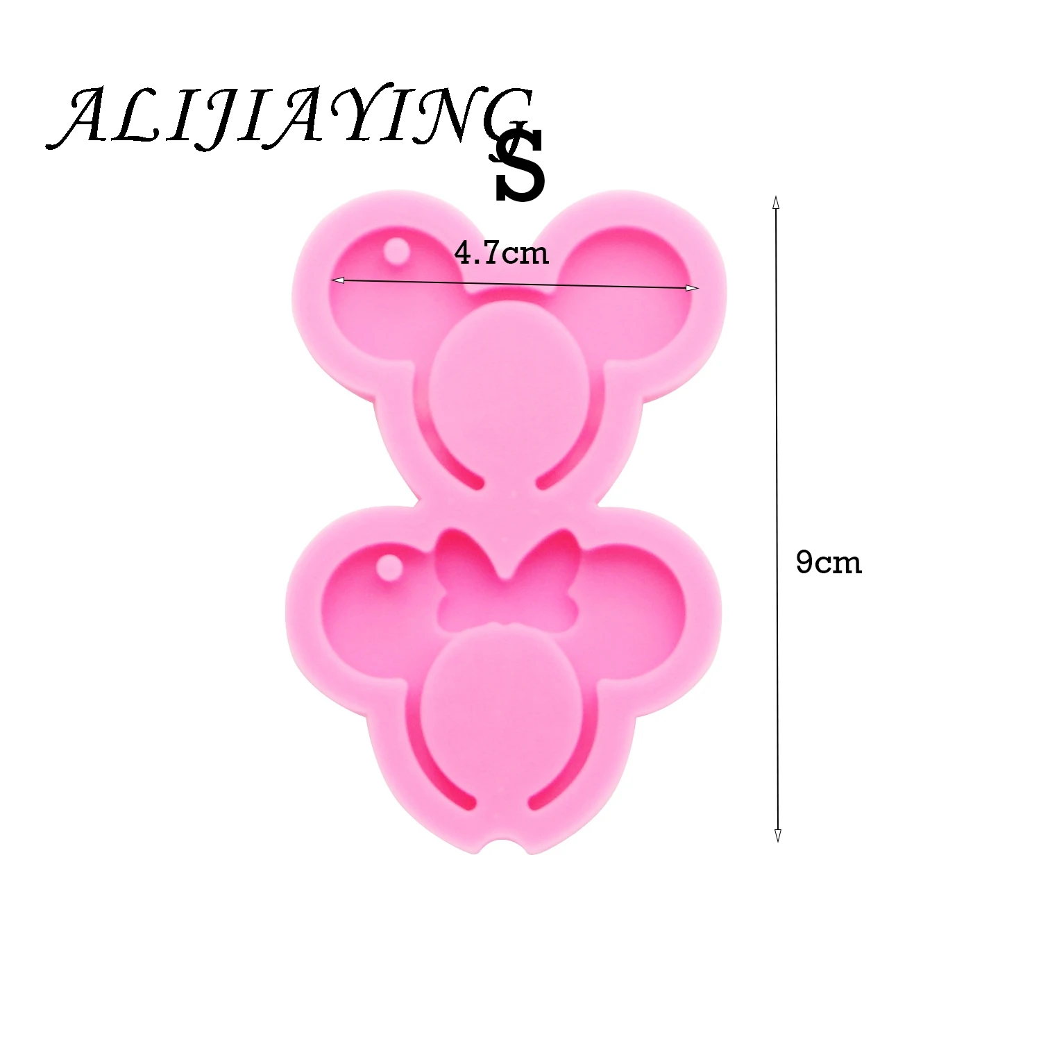 Shiny Keychain Mouse Headband Shape Key Ring Decoration Silicone Mold for DIY Epoxy Resin DY0189